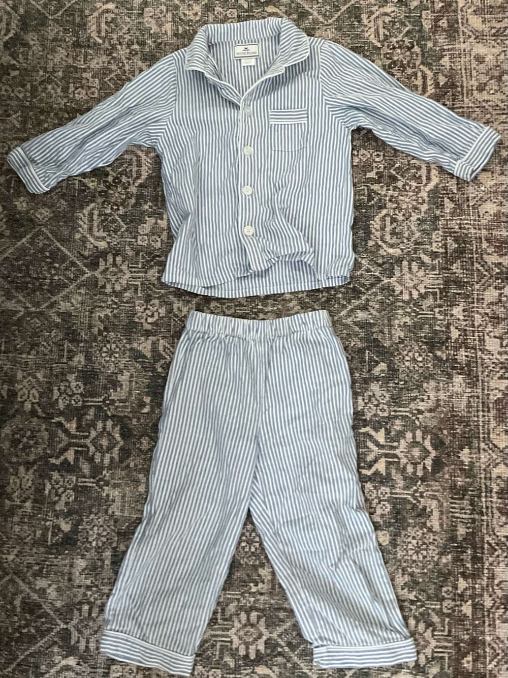 Petite Plume boys Blue Striped Pajama Set - Soft Cotton Sleepwear
